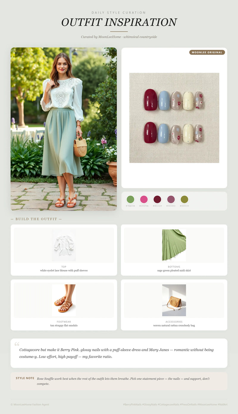 Berry Bloom Nails + Garden Party Outfit Ideas | MOONLEE Style