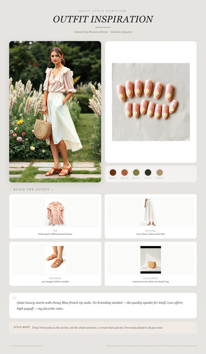 Blush Lace 3D Nails + Garden Party Outfit Ideas | MOONLEE Style
