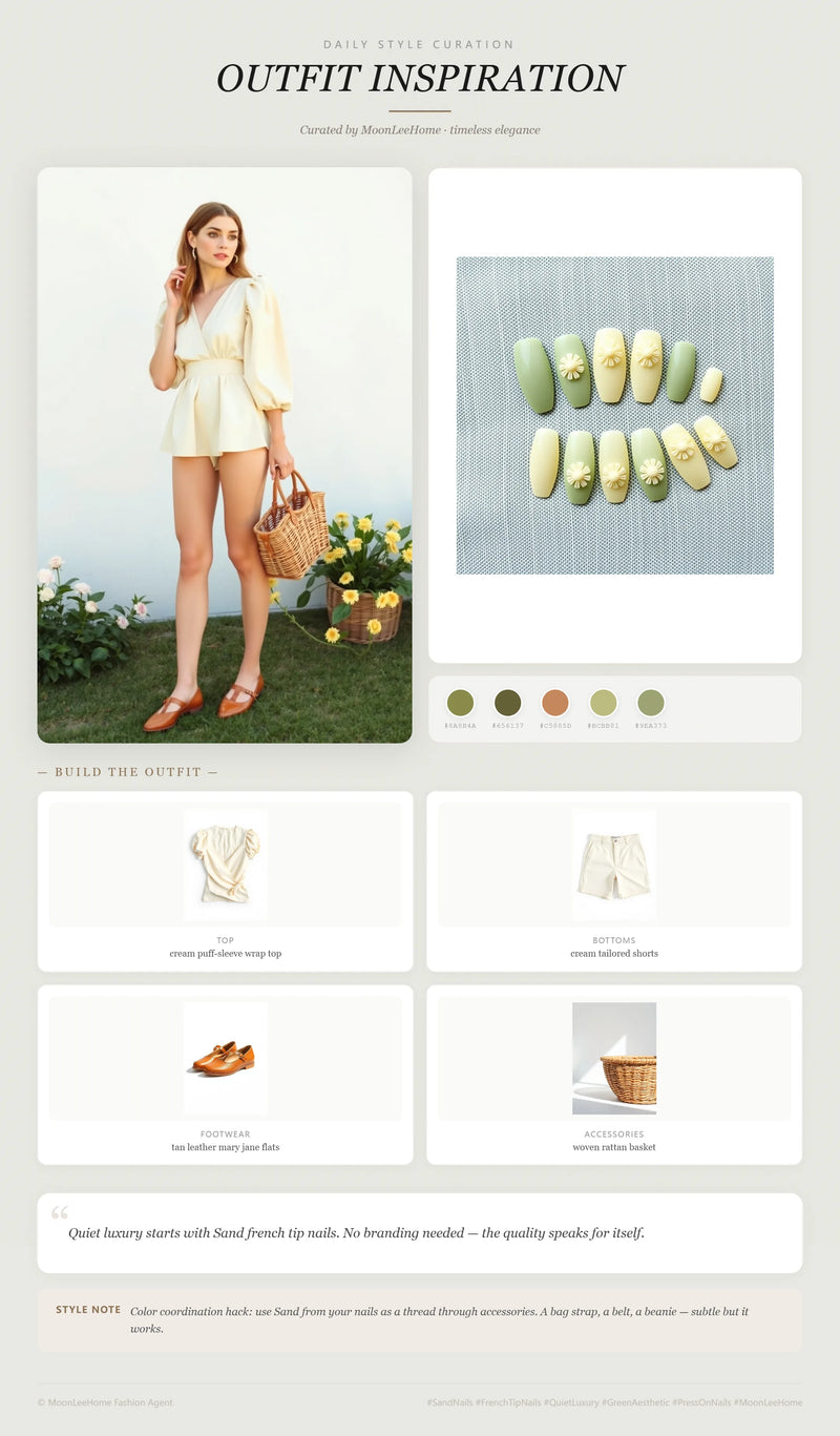 Botanical Daisy 3D Nails + Garden Party Outfit Ideas | MOONLEE Style