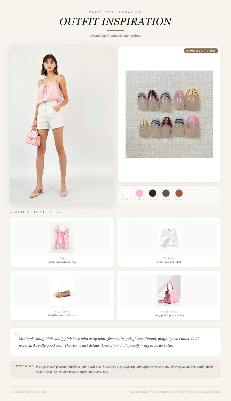 Candy French Nails + Brunch Outfit Ideas | MOONLEE Style