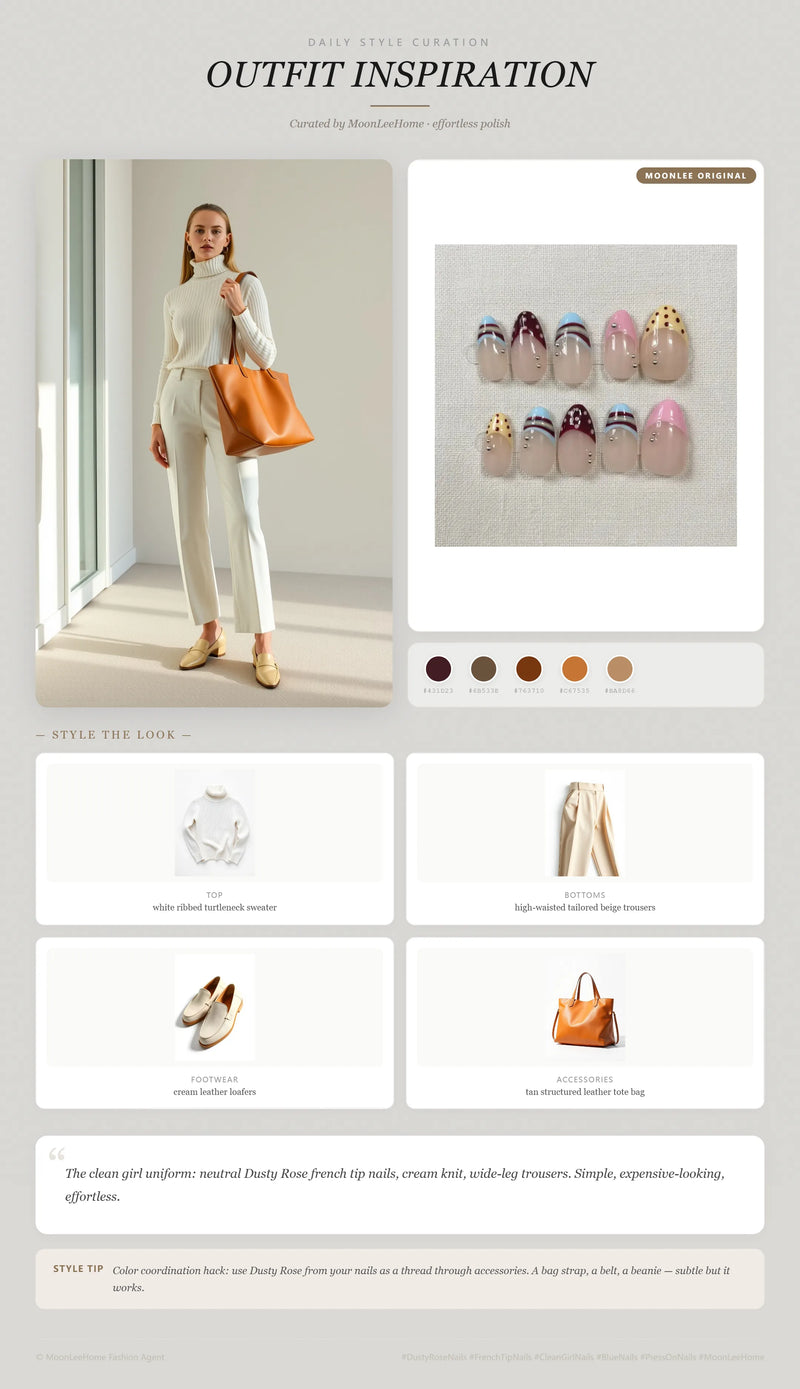 Candy French Nails + Office Outfit Ideas | MOONLEE Style