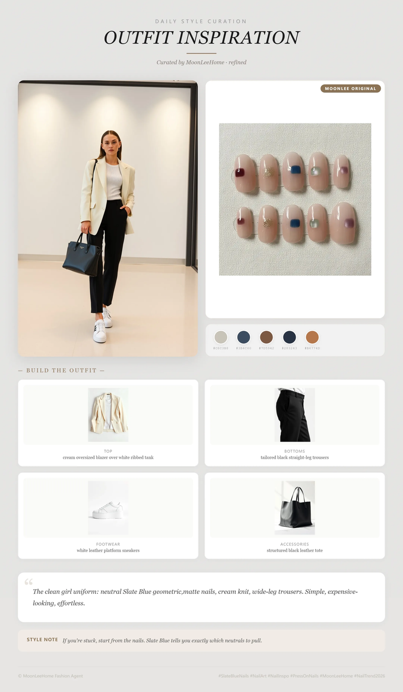 Color Block Nails + Office Outfit Ideas | MOONLEE Style