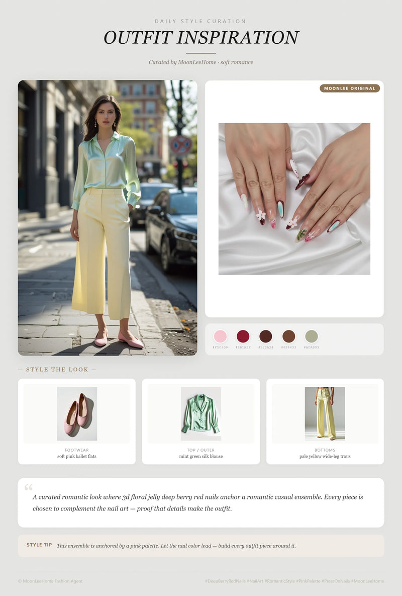 Strawberry Bloom Nails Date Night Outfit Ideas | MOONLEE Style