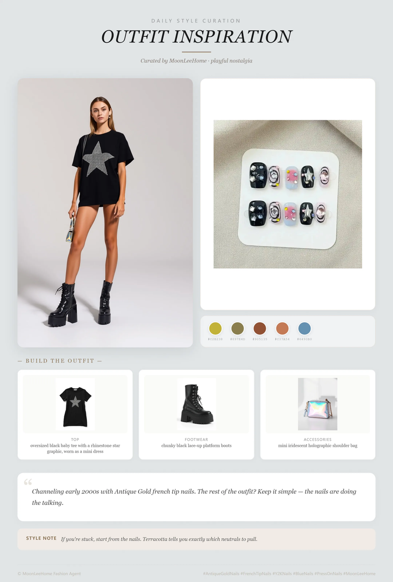Cosmic Dark Star Nails + Y2K Night Out Outfit Ideas | MOONLEE Style