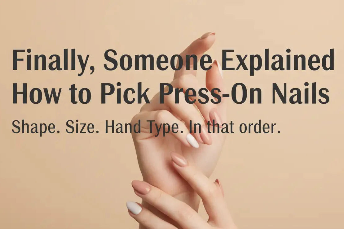 Finally, someone explained how to pick press-on nails — shape, size, hand type guide | MOONLEE blog cover