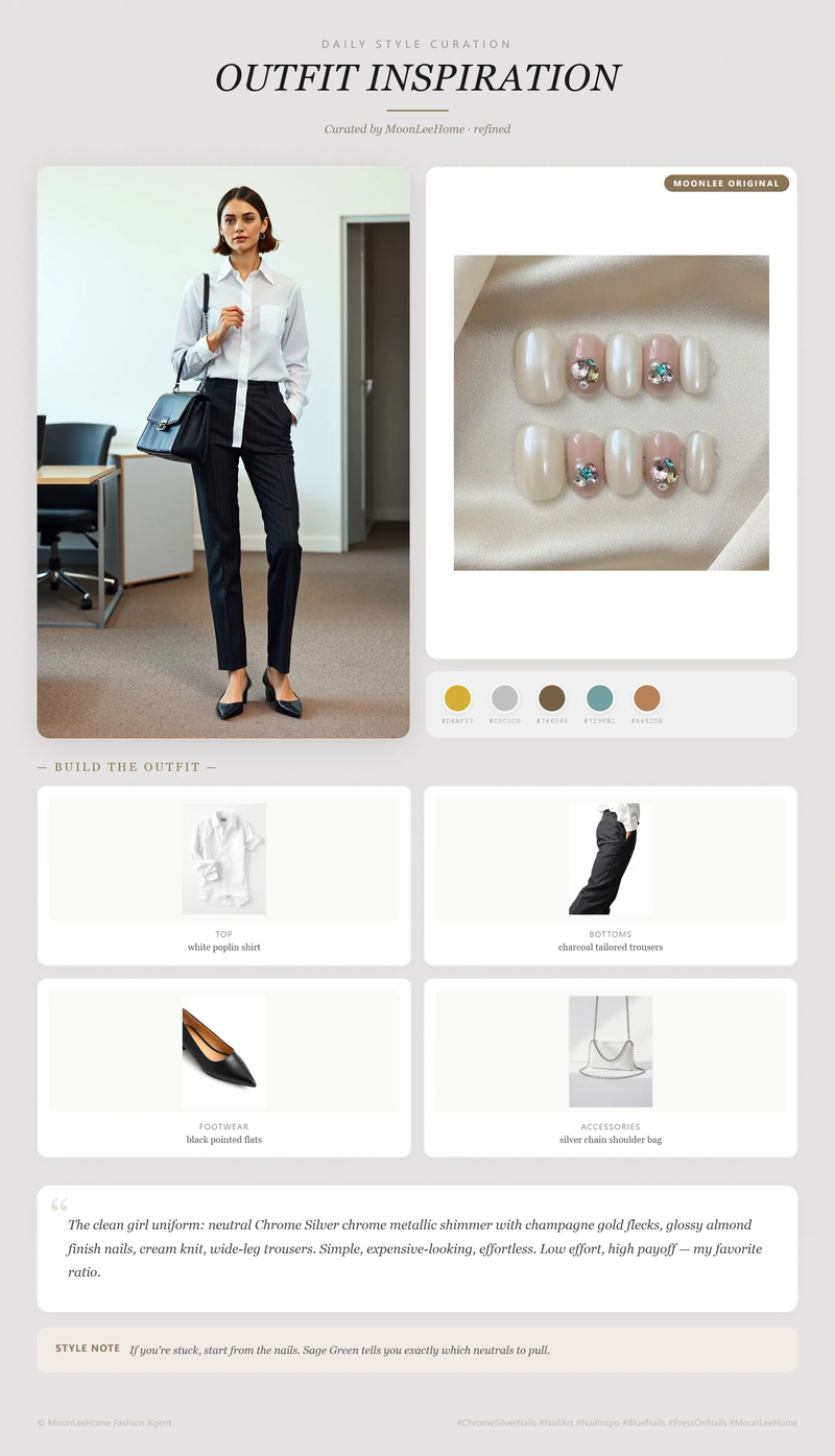Gemstone Glow Nails + Office Outfit Ideas | MOONLEE Style