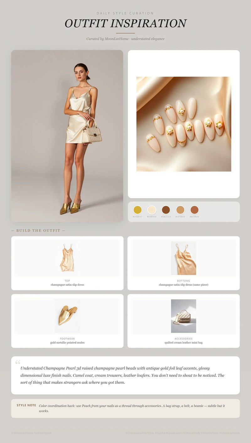 Gilded Pearl 3D Nails + Date Night Outfit Ideas | MOONLEE Style