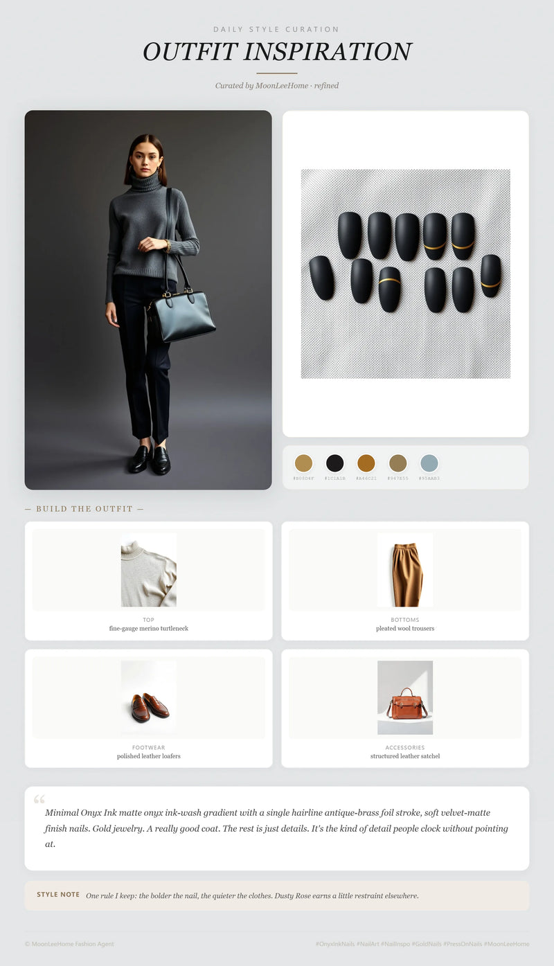 Ink Wash Onyx Nails + Presentation Outfit Ideas | MOONLEE Style