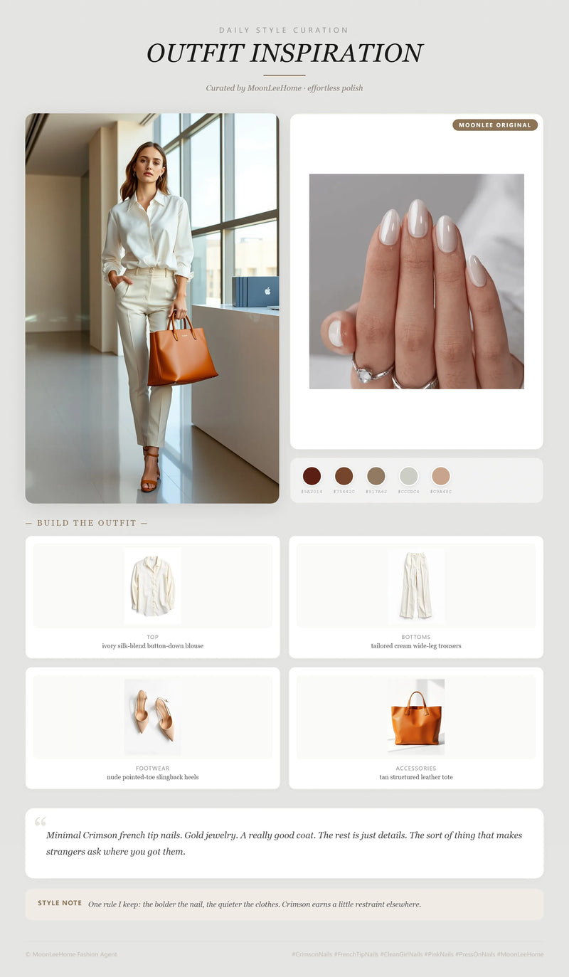 Ivory Pudding Nails + Office Outfit Ideas | MOONLEE Style