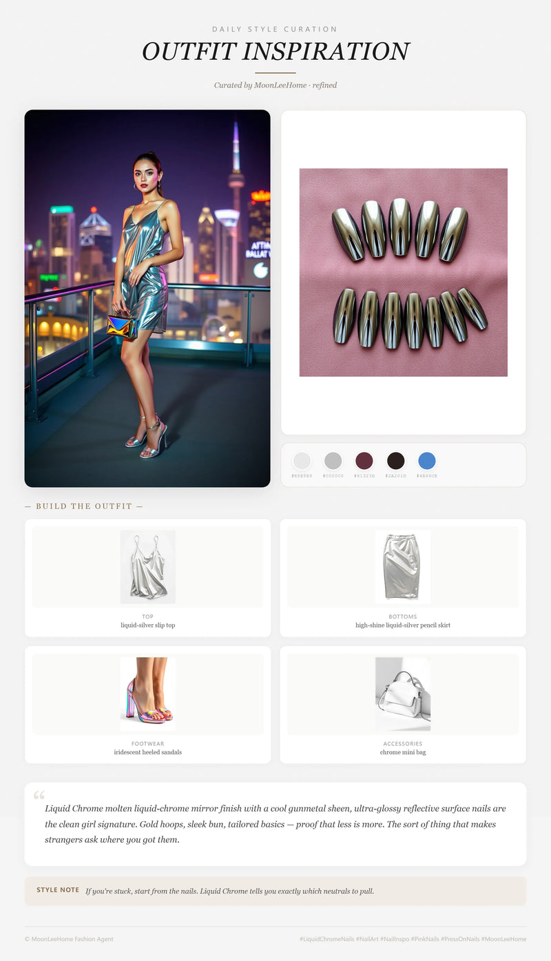 Liquid Chrome Nails + Night Out Outfit Ideas | MOONLEE Style