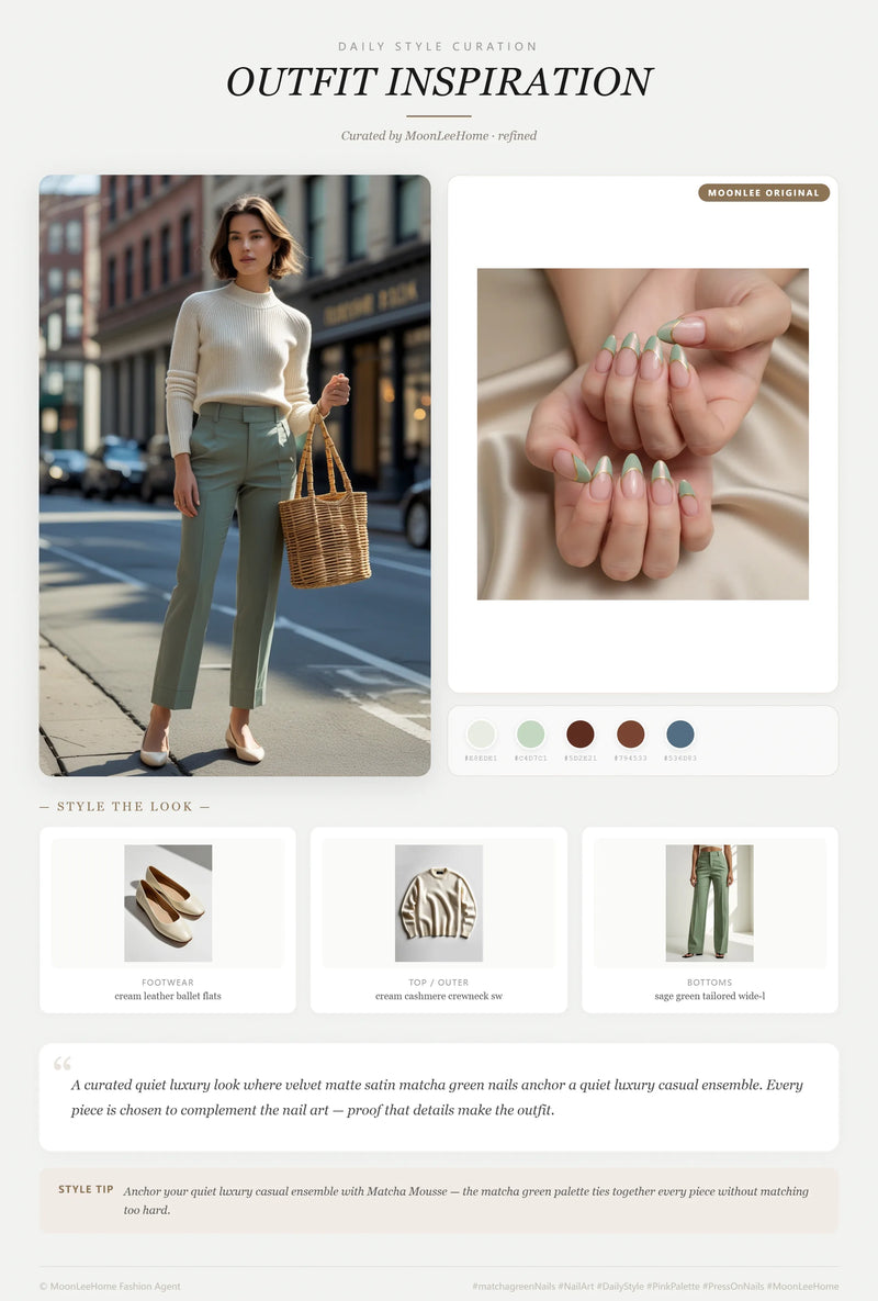 Matcha Mousse Nails + Daily Outfit Ideas | MOONLEE Style