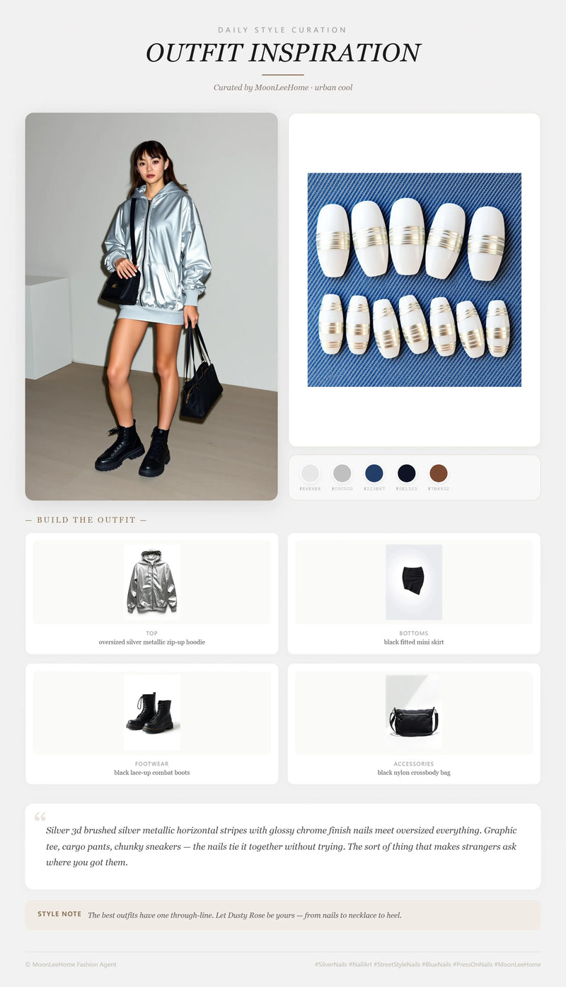 Metallic Stripe 3D Nails + Party Outfit Ideas | MOONLEE Style