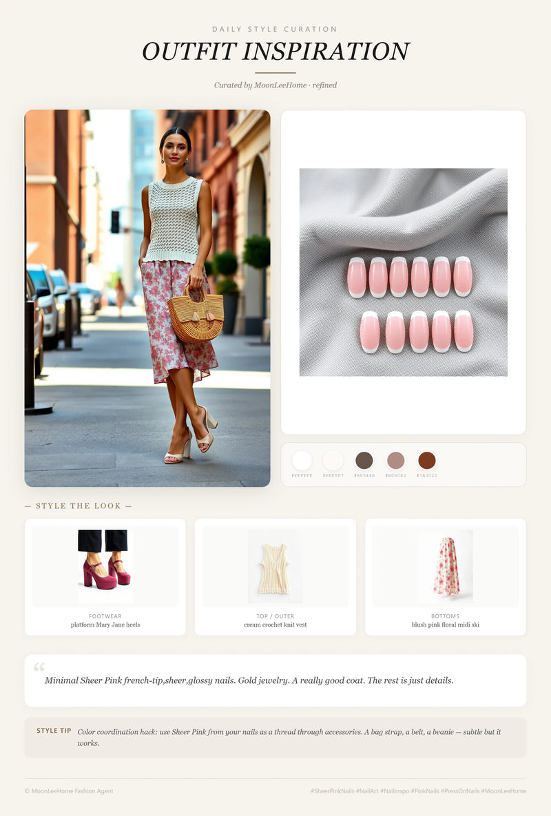 Micro French Tips Nails + Office Outfit Ideas | MOONLEE Style
