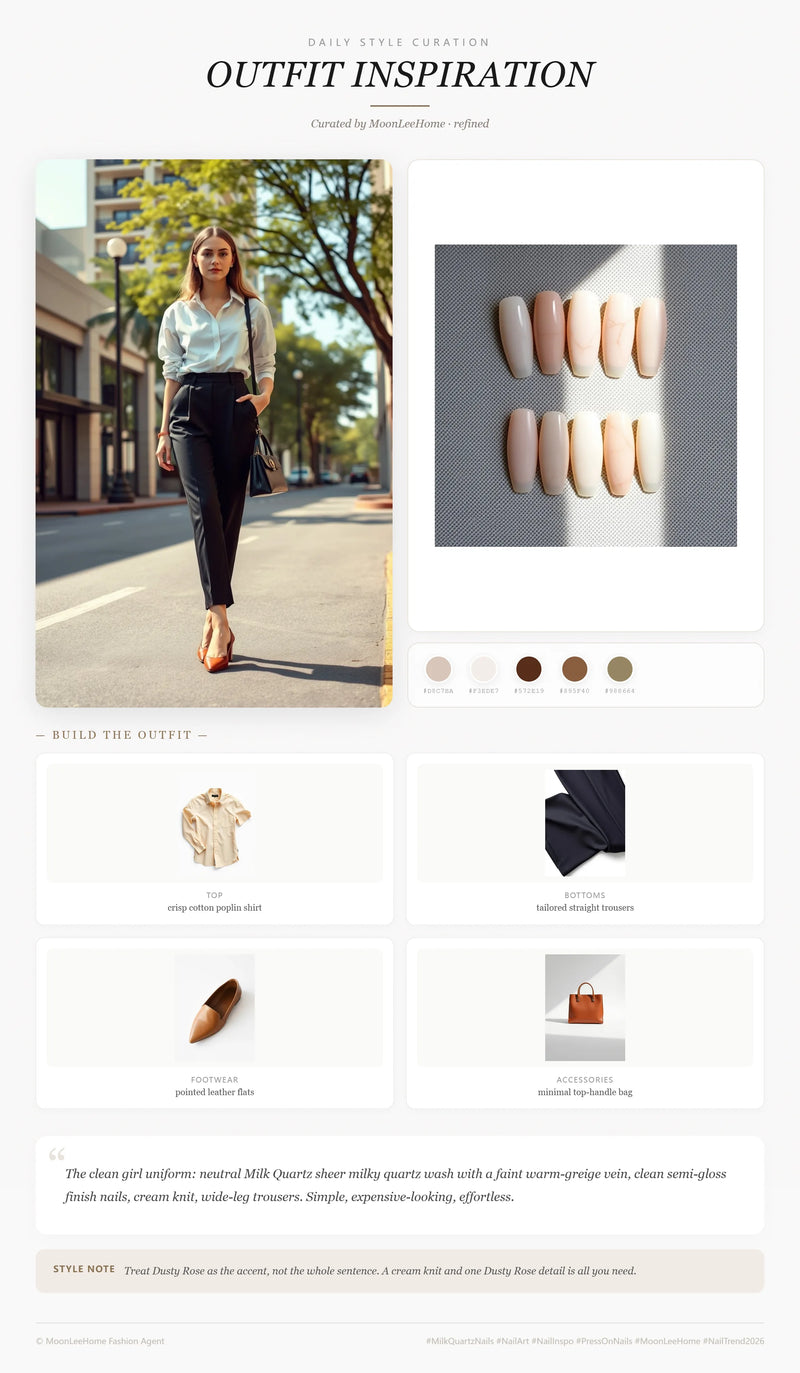 Milk Quartz Nails + Interview Outfit Ideas | MOONLEE Style