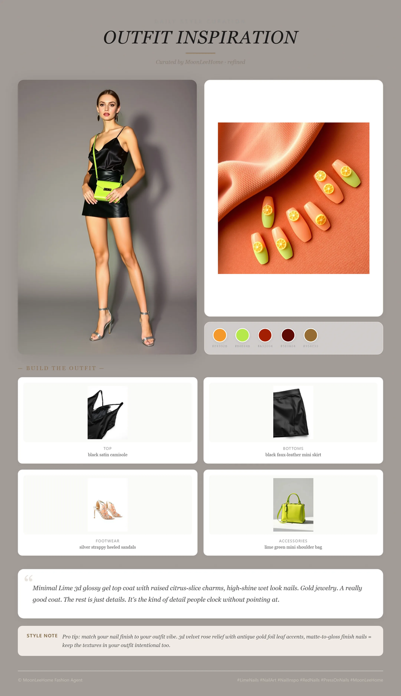 Neon Citrus 3D Press-On Nails + Party Outfit Ideas | MOONLEE Style