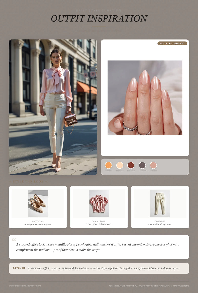 Peach Glace Nails + Office Outfit Ideas | MOONLEE Style