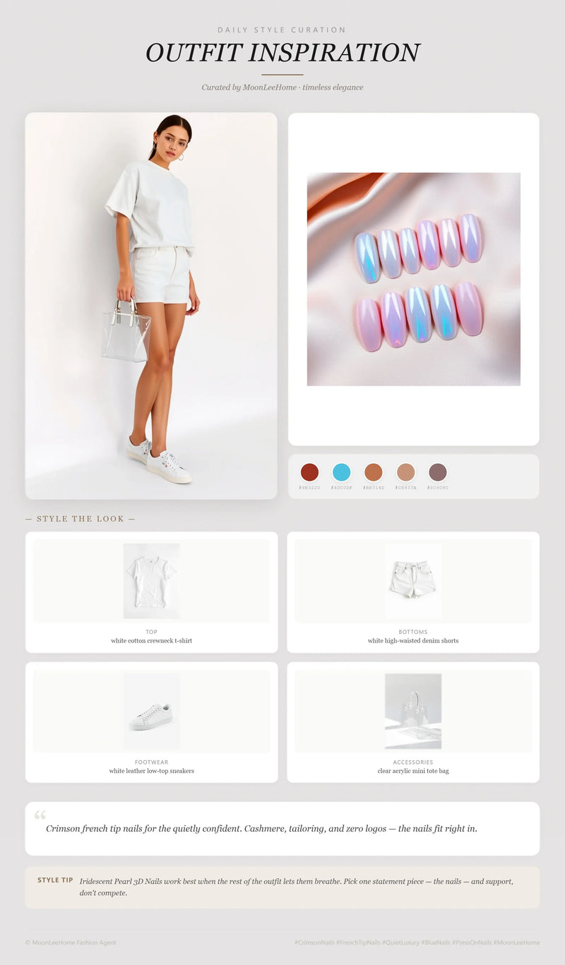Iridescent Pearl 3D Nails + Everyday Outfit Ideas | MOONLEE Style