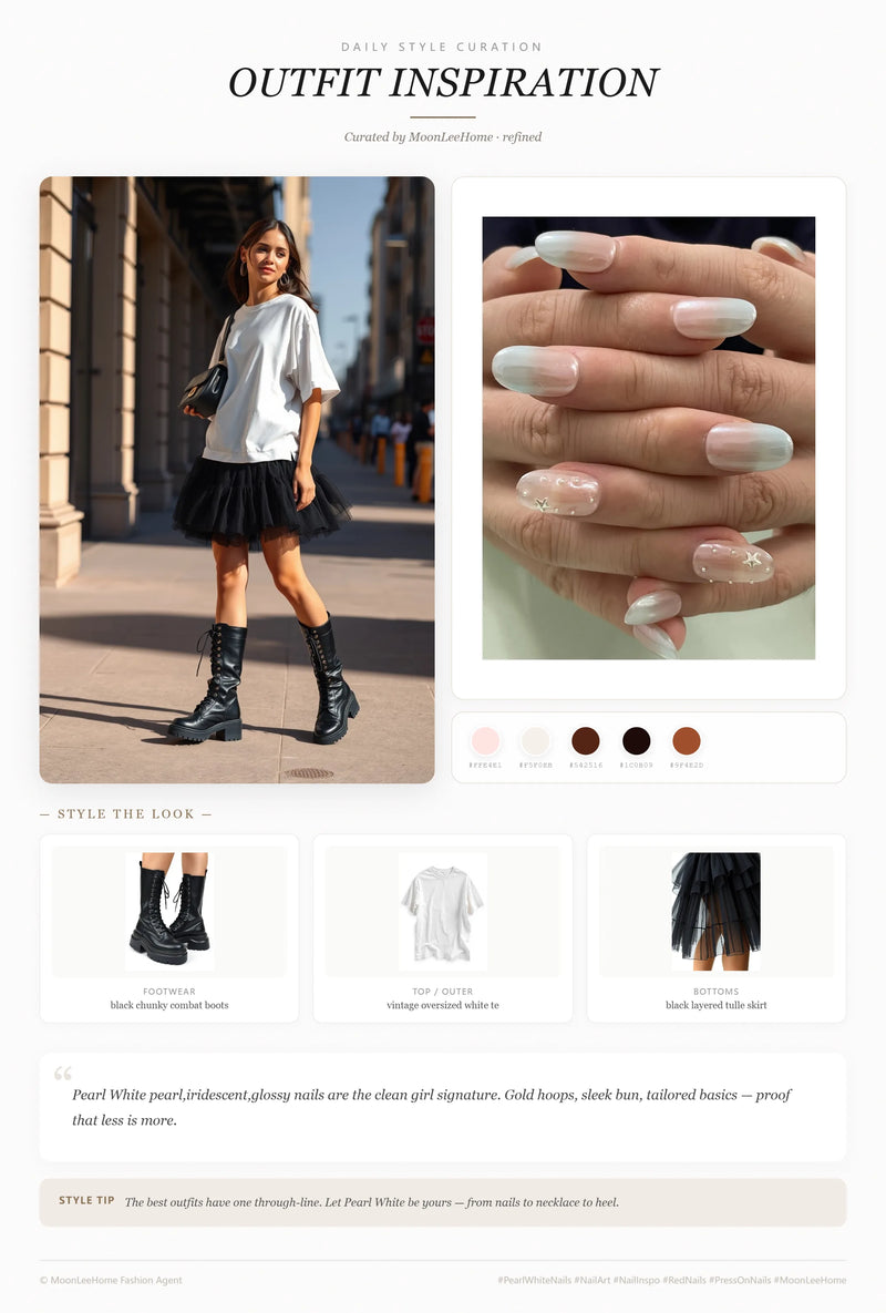 Pearl Star Nails + Daily Outfit Ideas | MOONLEE Style