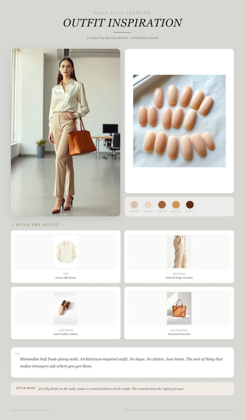 Soft Almond Nude Nails + Office Outfit Ideas | MOONLEE Style