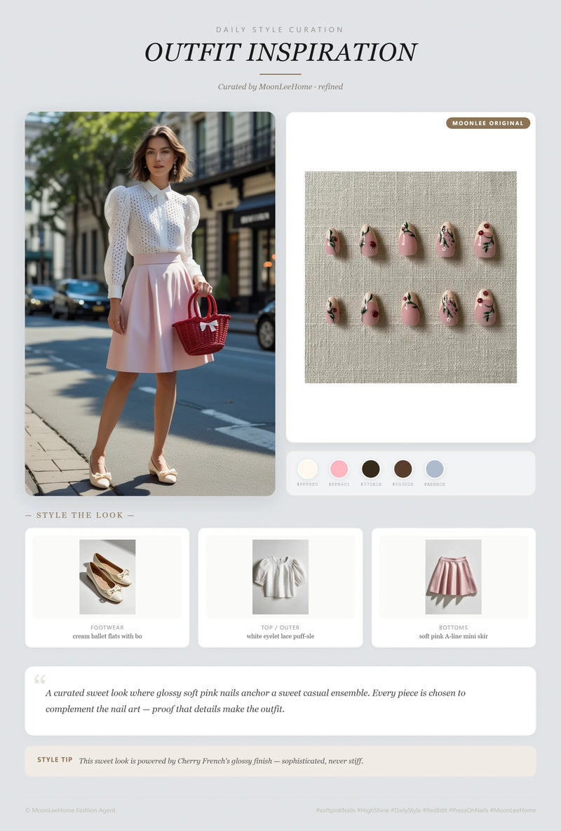 Cherry French Nails + Weekend Outfit Ideas | MOONLEE Style