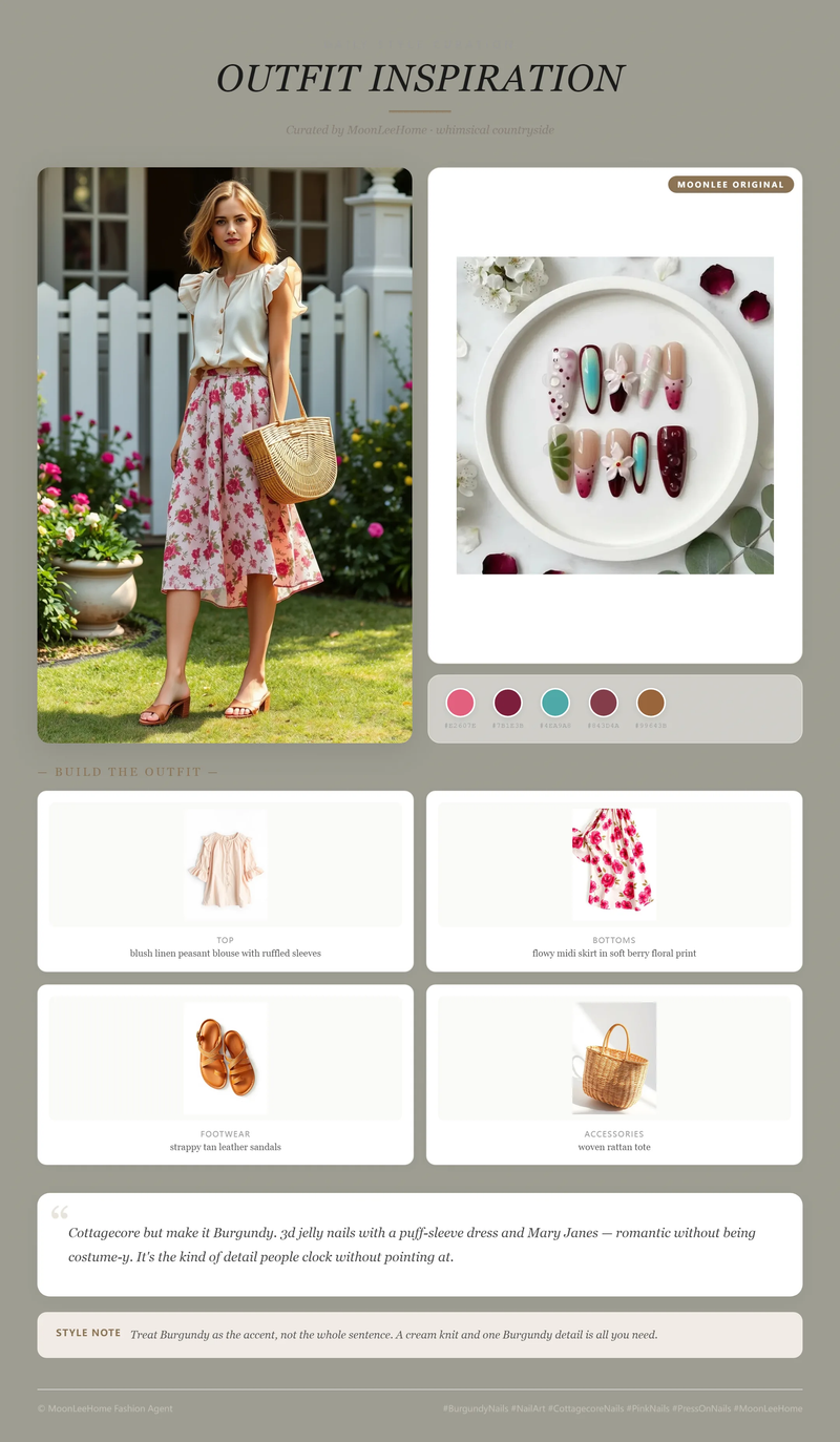 Strawberry Bloom Nails + Garden Party Outfit Ideas | MOONLEE Style