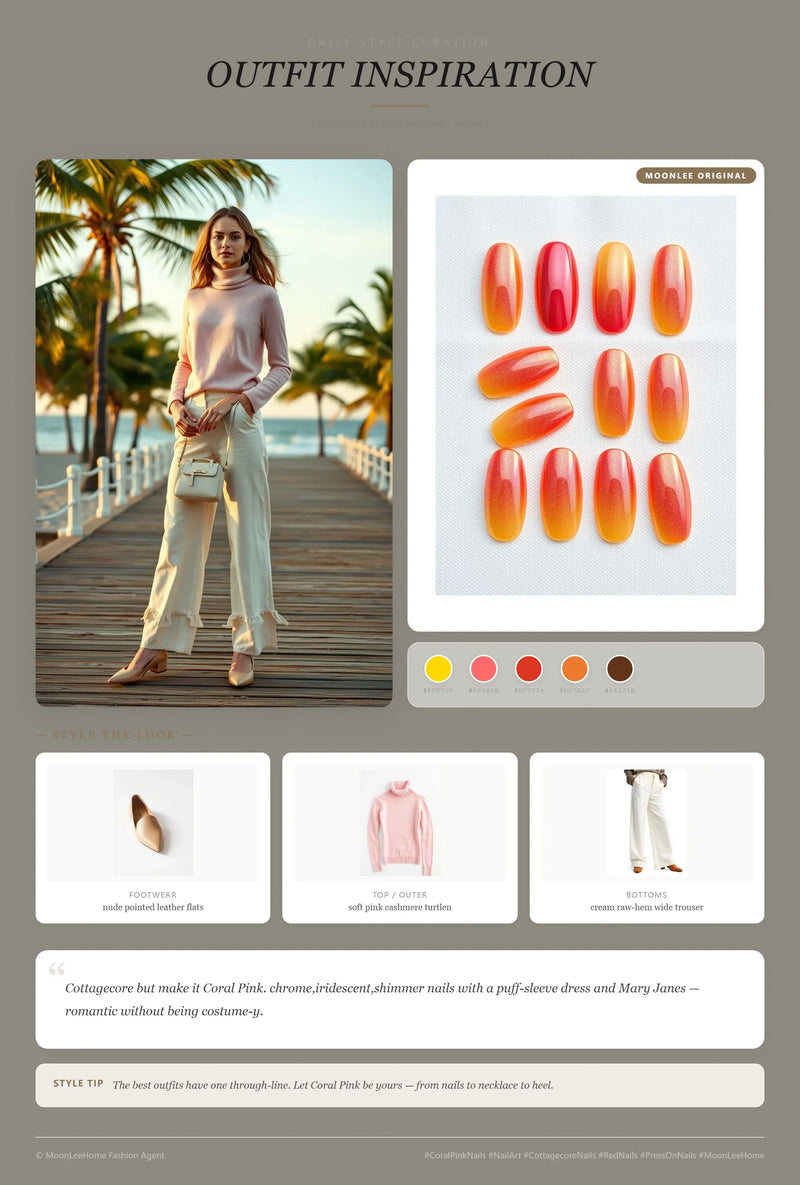 Sunset Chrome Nails + Vacation Outfit Ideas | MOONLEE Style