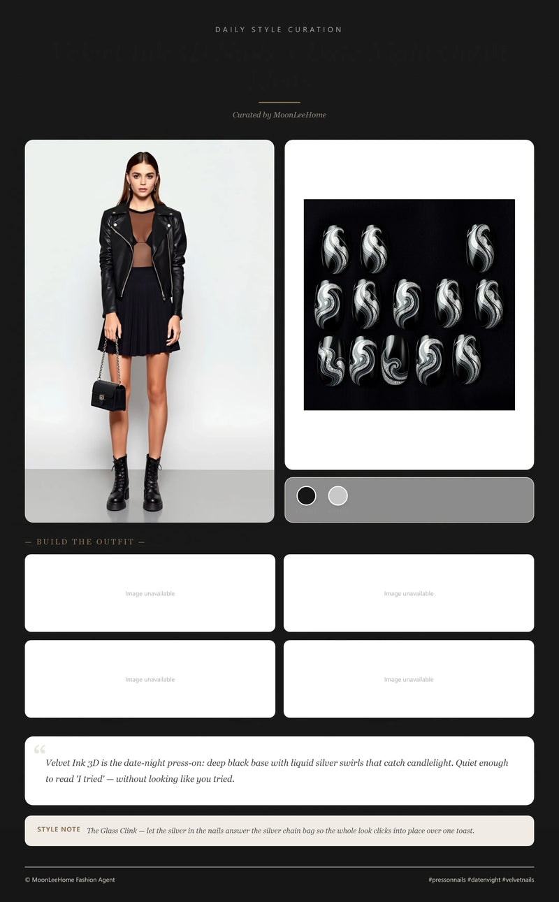 Velvet Ink 3D Nails + Date Night Outfit Ideas | MOONLEE Style