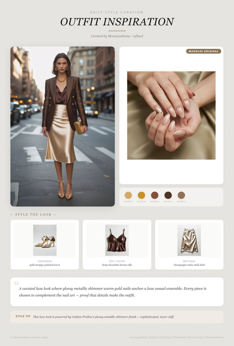 Golden Praline Nails + Date Night Outfit Ideas | MOONLEE Style