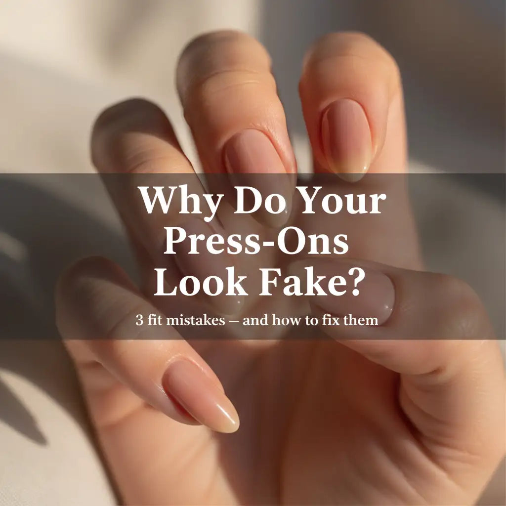 Why Do Your Press-Ons Look Fake — close-up of press-on nails showing cuticle fit and sidewall coverage guide | MOONLEE