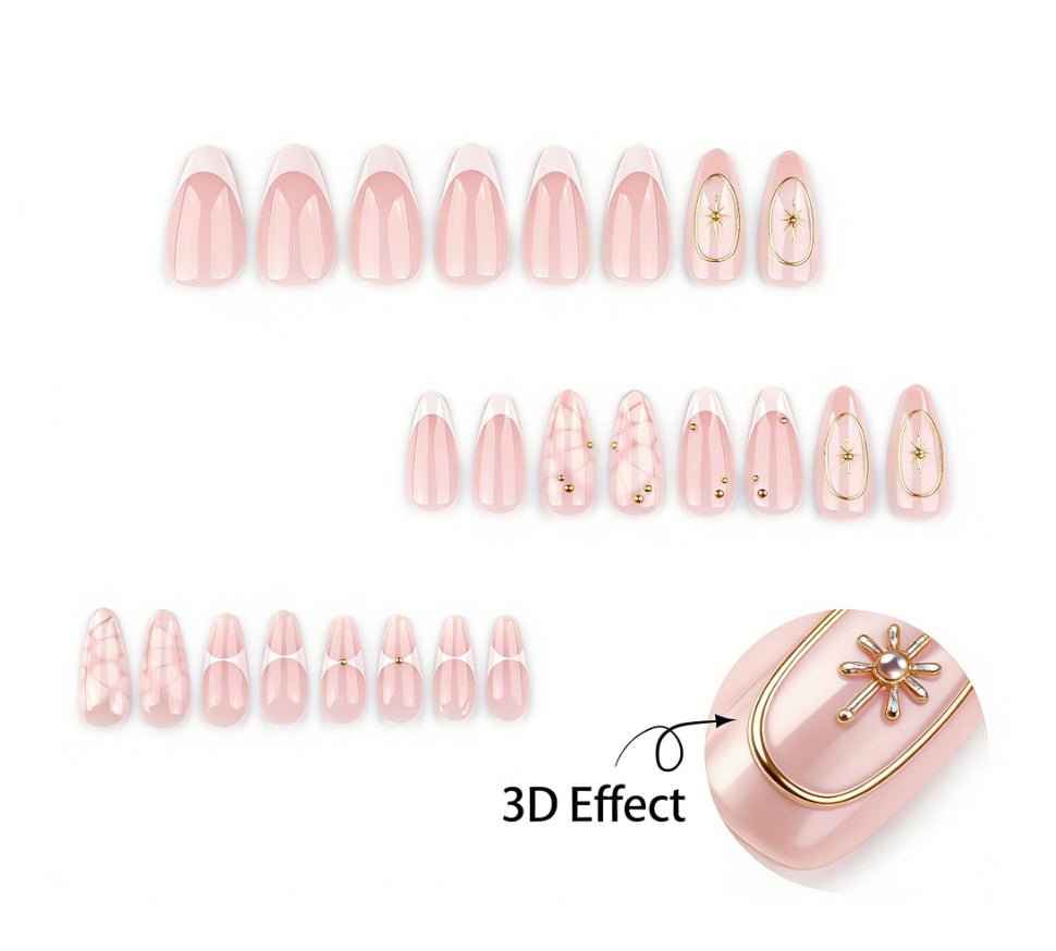 Cotton Candy Short Almond Press-On Nails for Typing & Commute | MOONLEE