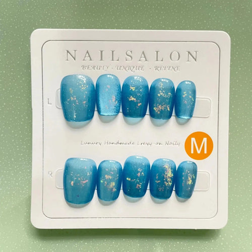 Blue Sorbet Short Stiletto Press-On Nails for Typing & Commute | MOONLEE