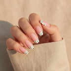 Cookies and Cream Short Almond Press-On Nails for Typing & Commute | MOONLEE