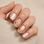 Peach Panna Cotta Short Squoval Press-On Nails for Typing & Commute | MOONLEE