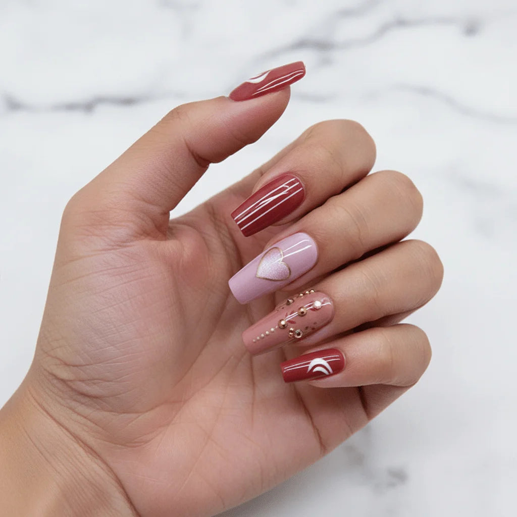 Rose Wine Stiletto Press-On Nails for Sunday Brunch | MOONLEE