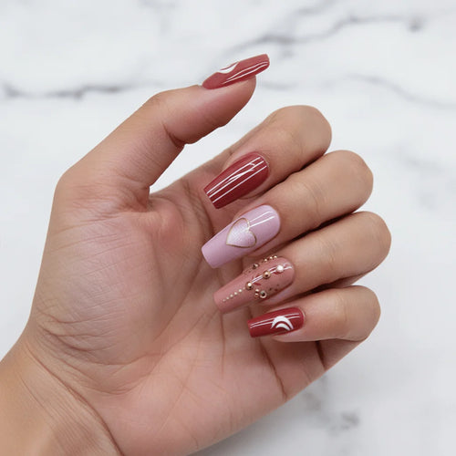 Rose Wine Stiletto Press-On Nails for Sunday Brunch | MOONLEE