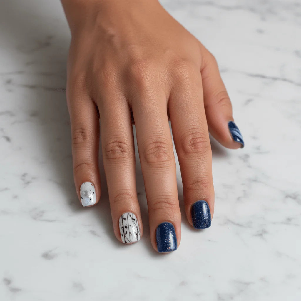 Blue Sugar Macaron Short Squoval Press-On Nails for Typing & Commute | MOONLEE