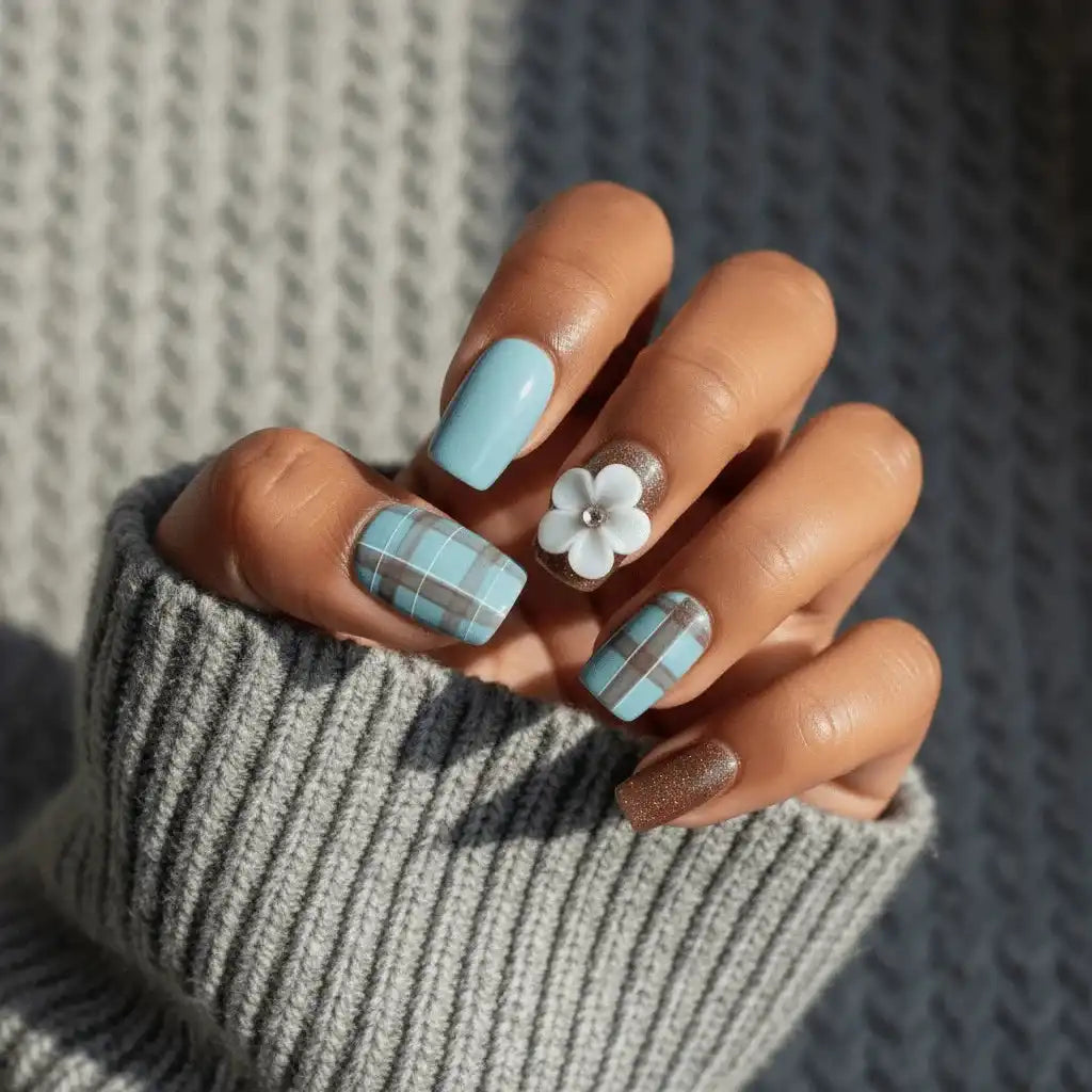 Blueberry Toffee Tart Short Squoval Press-On Nails for Typing & Commute | MOONLEE