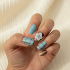 Blueberry Toffee Tart Short Squoval Press-On Nails for Typing & Commute | MOONLEE