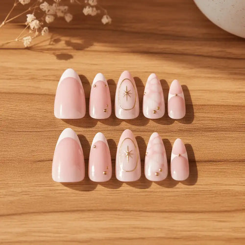 Cotton Candy Short Almond Press-On Nails for Typing & Commute | MOONLEE