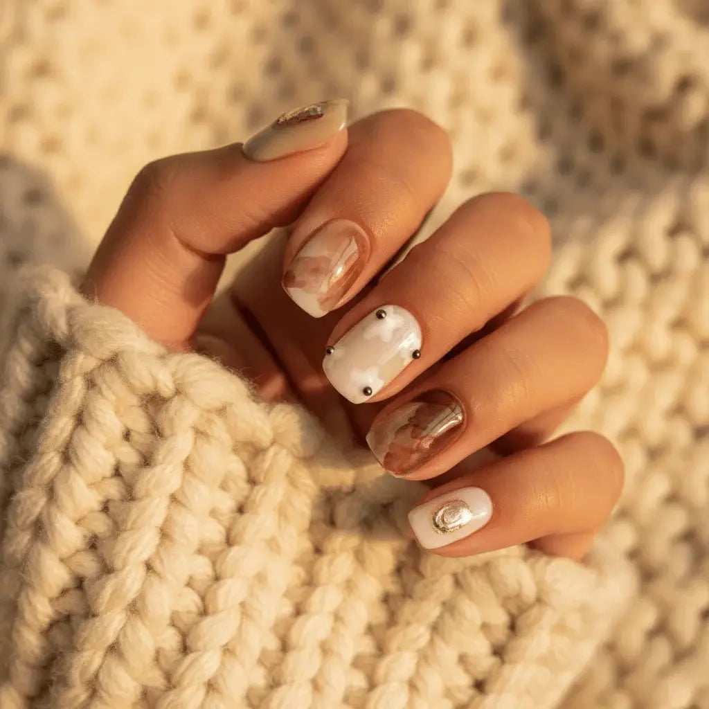 Caramel Torte Short Squoval Press-On Nails for Typing & Commute | MOONLEE