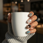 Oreo Milk Pudding Short Squoval Press-On Nails for Typing & Commute | MOONLEE