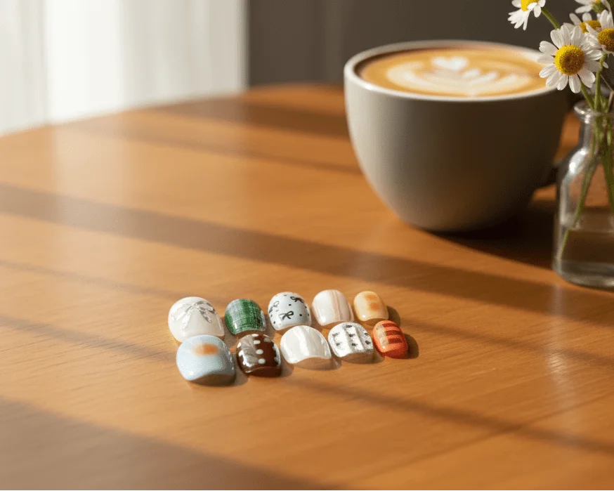 Rainbow Candy Short Squoval Press-On Nails for Typing & Commute | MOONLEE