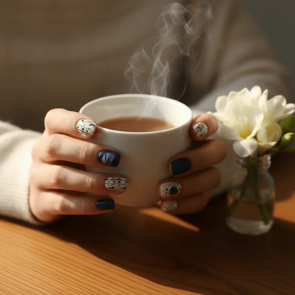 Blue Sugar Macaron Short Squoval Press-On Nails for Typing & Commute | MOONLEE
