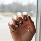 Mocha Cream Blossom Short Oval Press-On Nails for Typing & Commute | MOONLEE