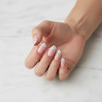 Cookies and Cream Short Almond Press-On Nails for Typing & Commute | MOONLEE