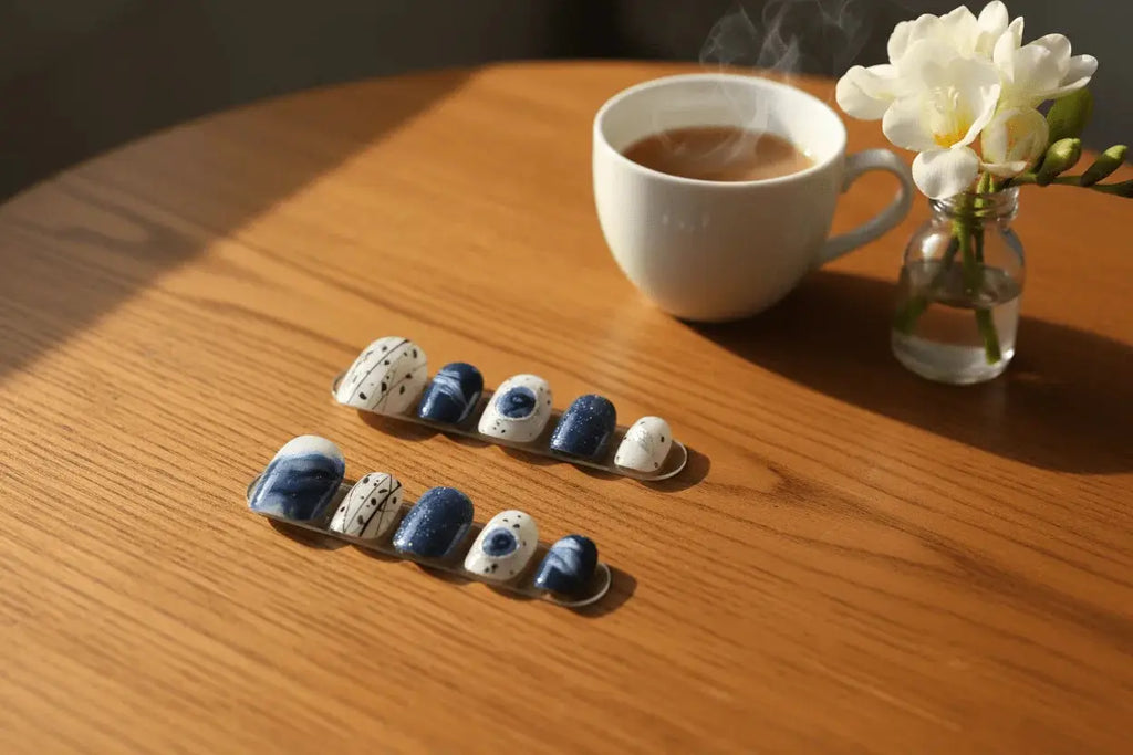 Blue Sugar Macaron Short Squoval Press-On Nails for Typing & Commute | MOONLEE