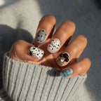 Oreo Milk Pudding Short Squoval Press-On Nails for Typing & Commute | MOONLEE