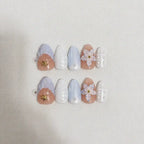 Ocean Bloom Short Almond Press-On Nails for Typing & Commute | MOONLEE