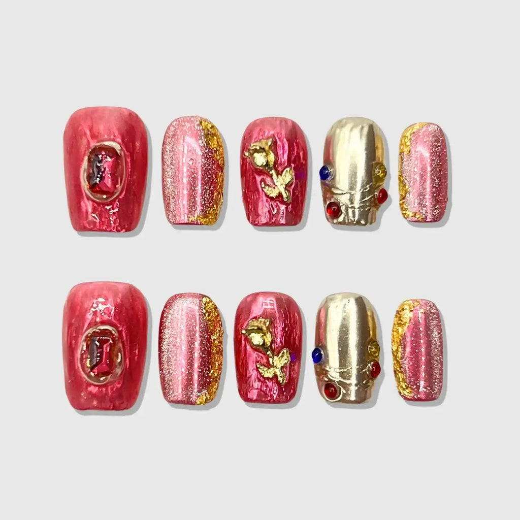 Pretty Guardian Short Squoval Press-On Nails for Typing & Commute | MOONLEE