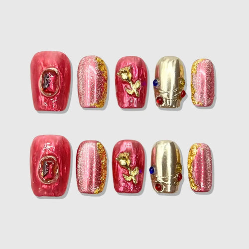 Pretty Guardian Short Squoval Press-On Nails for Typing & Commute | MOONLEE